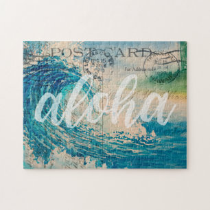 Vintage Hawaiian Wave Briefkaart Legpuzzel