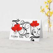 Vintage heart-ballons - Customized Kaart (Gele Bloem)