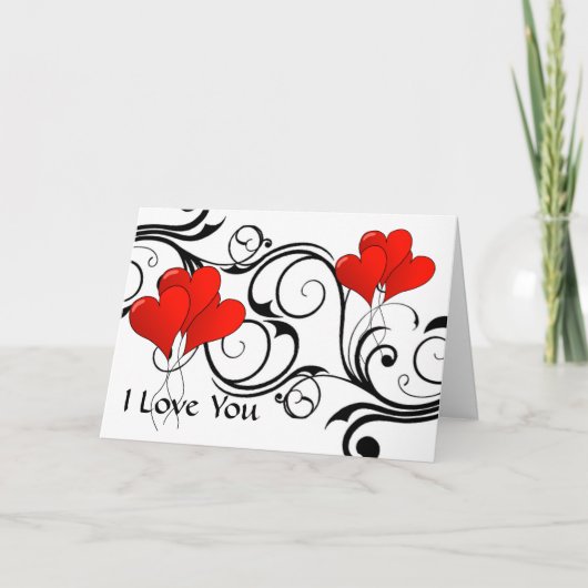 Vintage heart-ballons - Customized Kaart (Voorkant)