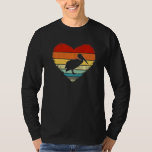 Vintage Heart Pelican Animal Retro Valentines Day T-shirt
