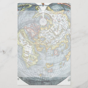 Vintage Heart Shaped Antiek Wereldkaart Peter Apia Briefpapier