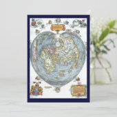 Vintage Heart Shaped Antiek Wereldkaart Peter Apia Kaart (Staand voorkant)