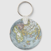 Vintage Heart Shaped Antiek Wereldkaart Peter Apia Sleutelhanger (Achterkant)