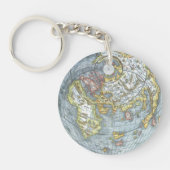 Vintage Heart Shaped Antiek Wereldkaart Peter Apia Sleutelhanger (Voorkant)