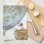 Vintage Heart Shaped Antiek Wereldkaart Peter Apia Theedoek (Quarter Fold)