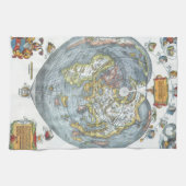 Vintage Heart Shaped Antiek Wereldkaart Peter Apia Theedoek (Horizontaal)