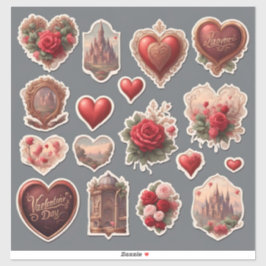 Vintage Heart Valentijnstickerblad Sticker