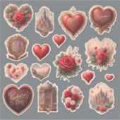 Vintage Heart Valentijnstickerblad Sticker (Voorkant)