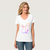 Vintage Heartbeat Cat, Minimalist Feline Aesthetic T-shirt (Voorkant volledig)