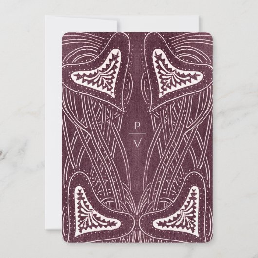 Vintage Hearts Frame Wedding Invitation Kaart (Achterkant)