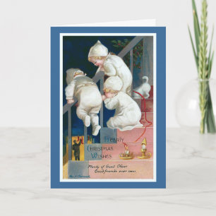 vintage "Hearty Kerstwishes" Feestdagen Kaart