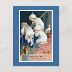 vintage "Hearty Kerstwishes" Feestdagenkaart