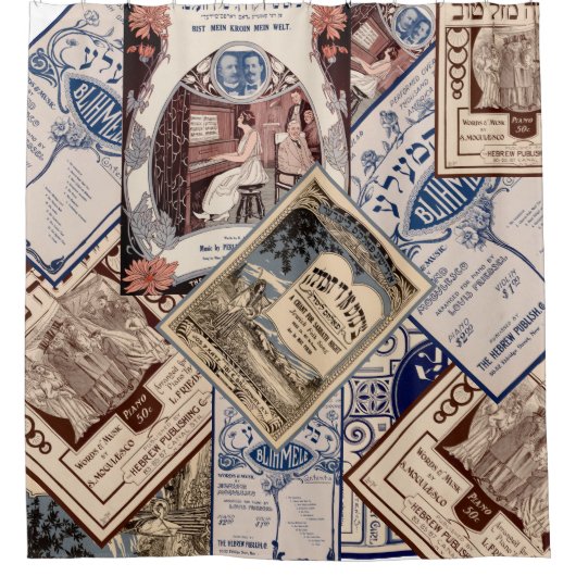 Vintage - Hebreeuwse muziek Douchegordijn (Voorkant)