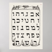 Vintage Hebrew Alphabet Poster (Voorkant)