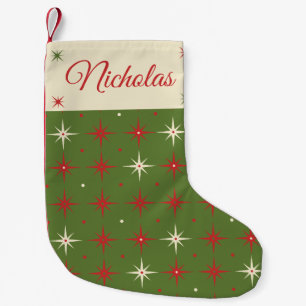 Vintage Heden Groen Kerstster & Naam Kleine Kerstsok