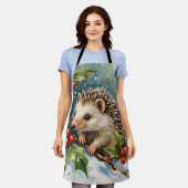 Vintage Hedgehog Among Holly Christmas Schort (Gedragen)