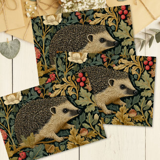 Vintage Hedgehog Forest Floral William Morris  Tissuepapier