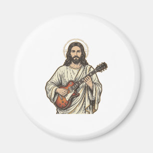 Vintage Heilige Gitarist Gravure Shirt Ontwerp_1 Magneet