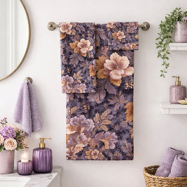 Vintage Heirloom Petals purple floral Bad Handdoek