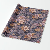 Vintage Heirloom Petals purple floral Cadeaupapier (Uitgerold)