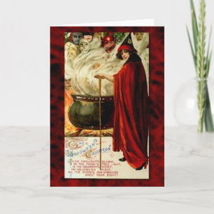 Vintage heks en Cauldron Kaart