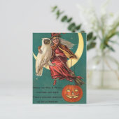 Vintage heks en kippen Briefkaart (Staand voorkant)