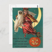 Vintage heks en kippen Briefkaart (Voorkant / Achterkant)