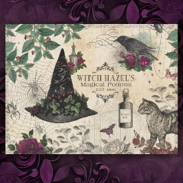 Vintage heks Floral Halloween Ephemera Inpakpapier Vel