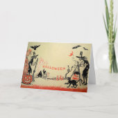 Vintage heks Halloween Kaart (Voorkant)