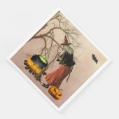 Vintage heks Halloween Paper Napkin Servet (Hoek)
