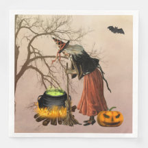 Vintage heks Halloween Paper Napkin