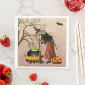 Vintage heks Halloween Paper Napkin Servet (Insitu)