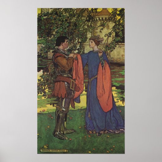 Vintage Held Prins Ridder Glanzende Wapenrusting P Poster (Voorkant)