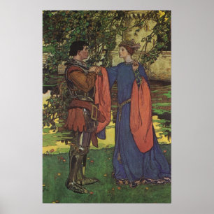 Vintage Held Prins Ridder Glanzende Wapenrusting P Poster