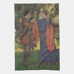Vintage Held Prins Ridder Glanzende Wapenrusting P Theedoek