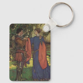 Vintage heldenprins ridder schitterend harnas prin sleutelhanger (Achterkant)