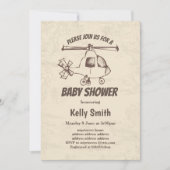 vintage, helikopter, baby shower jongen kaart (Voorkant)