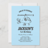 vintage,  Helikopter, jongens verjaardagsuitnodigi Kaart (Voorkant)