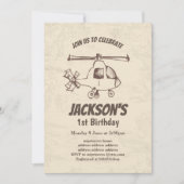 vintage, Helikopter, verjaardagsuitnodiging Kaart (Voorkant)