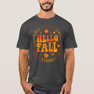 Vintage Hello Fall Pumpkins Pice Leopard Hello Aut T-shirt