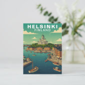 Vintage Helsinki Finland Harbor Waterfront Travel Briefkaart (Staand voorkant)