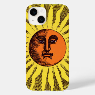 Vintage Hemel Geel Lachende Gelukkige Hippie Zon Case-Mate iPhone 14 Hoesje