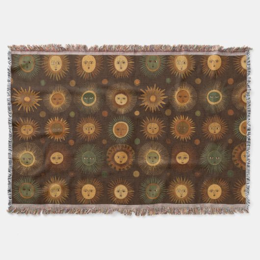 Vintage Hemel Zon Gezicht Patroon Deken (Voorkant)