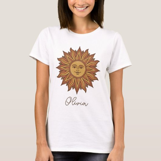 Vintage Hemel Zon Gezicht T-shirt (Voorkant)