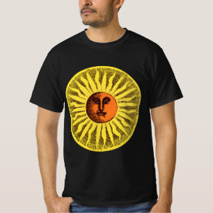 Vintage Hemelgeel Glimlachende Gelukkige Hippie Zo T-shirt