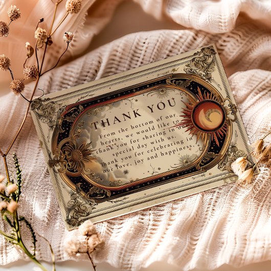Vintage Hemelse Art Nouveau Bruiloft Bedankkaart