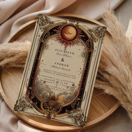 Vintage Hemelse Art Nouveau Bruiloft Kaart