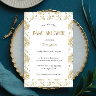 Vintage Hemelse Geslachtsneutrale Baby Shower Kaart