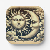 Vintage Hemelzon & Maan Papieren Bordje (Voorkant)