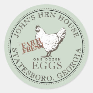 VINTAGE HEN BOERDERIJ FRESH EGG Bleek groen etiket